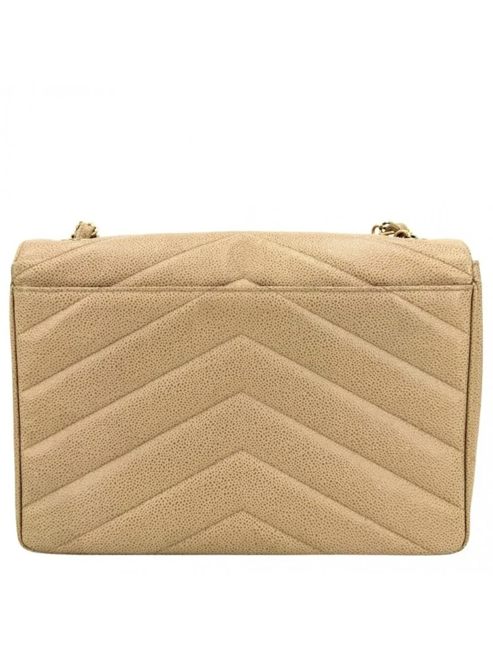 Chanel Shoulder Bag CC Logo Turnlock Crossbody Stitch Chez Blanc Caviar Leather